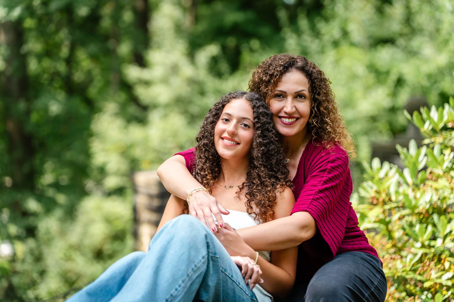 Family portrait with Naya in Cleveland's Cultural Gardens during her senior session